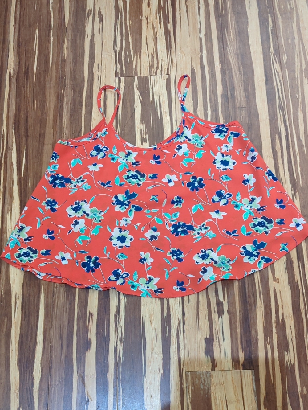 Soprano Orange Floral Spaghetti Strap Swing Top